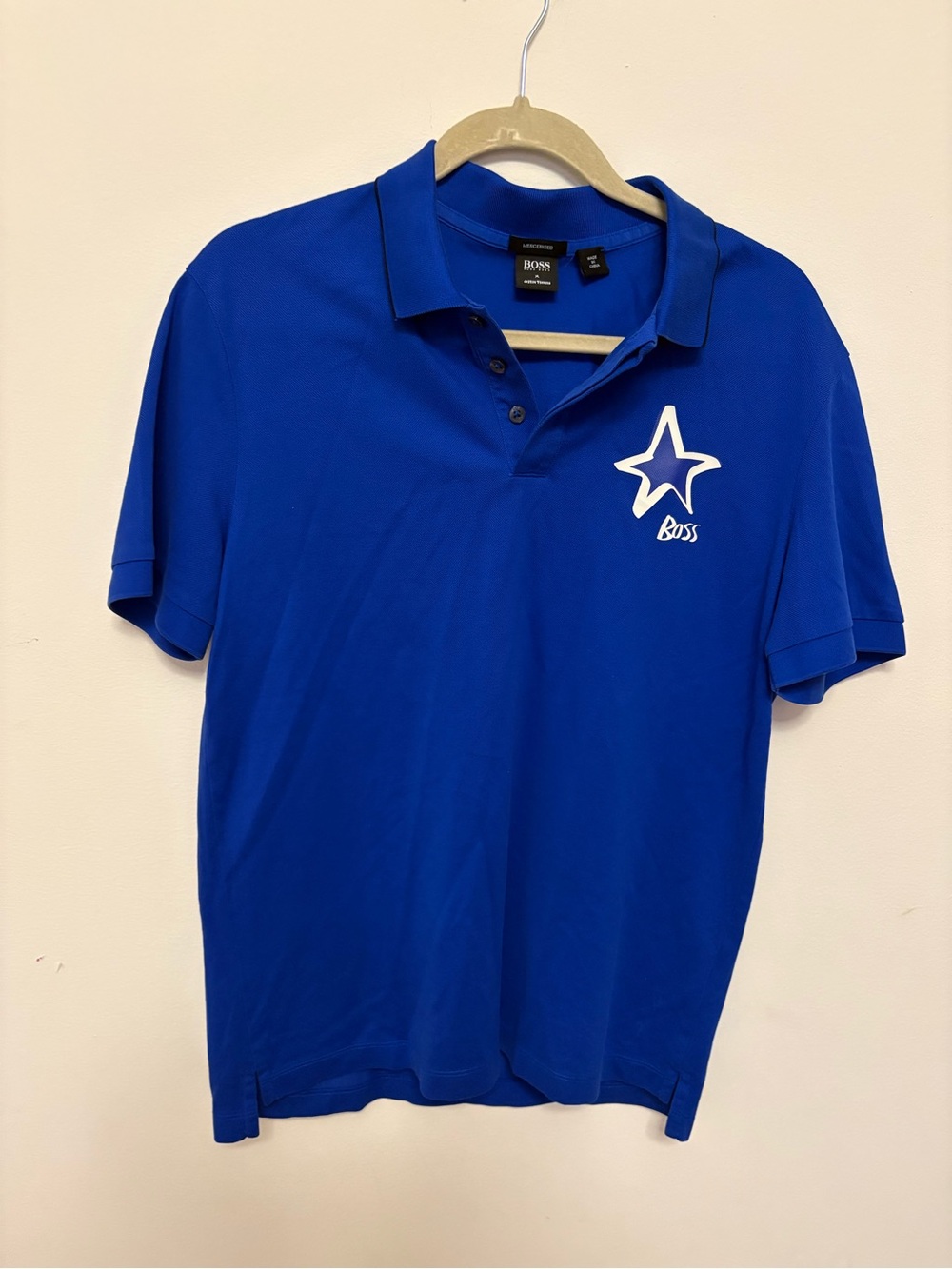 Hugo Boss X Justin Teodoro "Parley 97_JT" Blue Polo Cotton Logo Shirt Sz S